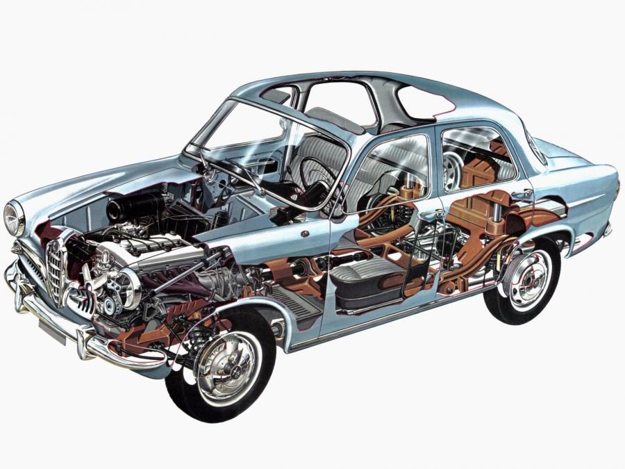 Схема Alfa Romeo Giulietta Berlina (750) 1955 года  (фото 7 из 19)